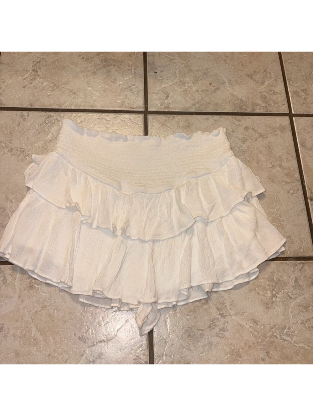 Cottagecore Boho White Flowy Layered Skort